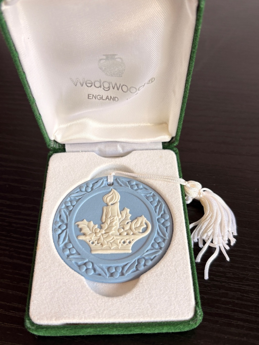 Wedgwood Pale Blue and White Jasperware Holiday Medallion Ornament